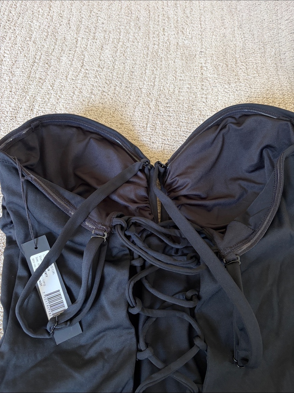 TA3 Converty black one piece swimsuit XL regular strapless halter shaping laceup - Picture 8 of 8